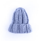 New European Women's Knitted Cap Winter Warming Pure-color Curled Coarse Wool Cap Warming Girl's Fashion Cap Knitted couple hat