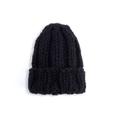 New European Women's Knitted Cap Winter Warming Pure-color Curled Coarse Wool Cap Warming Girl's Fashion Cap Knitted couple hat