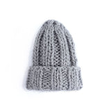 New European Women's Knitted Cap Winter Warming Pure-color Curled Coarse Wool Cap Warming Girl's Fashion Cap Knitted couple hat