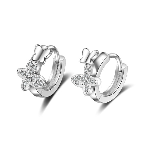 New Fashion Delicate Zircon Butterfly Earrings 925 Sterling Silver Animal Earrings For Women  Oorbellen