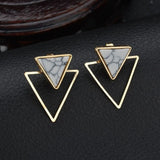 New Fashion Women Punk Stud Earrings Geometric Round/square/triangle Faux Marbled Stone From India Pendientes Ladies Jewelry