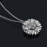 New Fashion Women Sunflower Necklace Openable Carving You Are My Sunshine Gold Silver Pendant Couple Necklace Charm Jewelry Gift