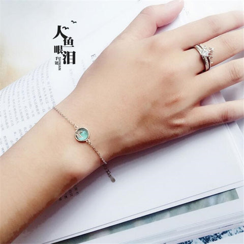 New Literary Fresh Temperament 925 Sterling Silver Jewelry Black Branches Opal Crystal Couple Bracelets  SB163