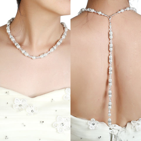 New Simulated Pearl Backdrop Necklaces Back Chain Jewelry For Women Party Wedding Backless Dress Accessories NZ0779