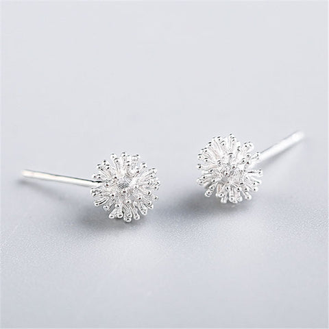 Newest 925 Sterling Silver Women's Jewelry Fashion Tiny 7mmX7mm Dandelion Stud Earrings Gift For Girls Kid Lady eh255