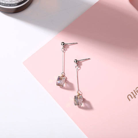 Newest Water Drops Tassel Drop Earrings Pendant Girl Heart Earrings Geometry Korean Crystal Pendant Star Earrings 6g