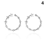 Newly Women Round Circle Dangle Earrings Sweet Flower Five-pointed Star Decor Luxury Jewelry Pink Flower Earrings Brincos