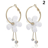 Newly Women Round Circle Dangle Earrings Sweet Flower Five-pointed Star Decor Luxury Jewelry Pink Flower Earrings Brincos