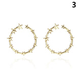 Newly Women Round Circle Dangle Earrings Sweet Flower Five-pointed Star Decor Luxury Jewelry Pink Flower Earrings Brincos