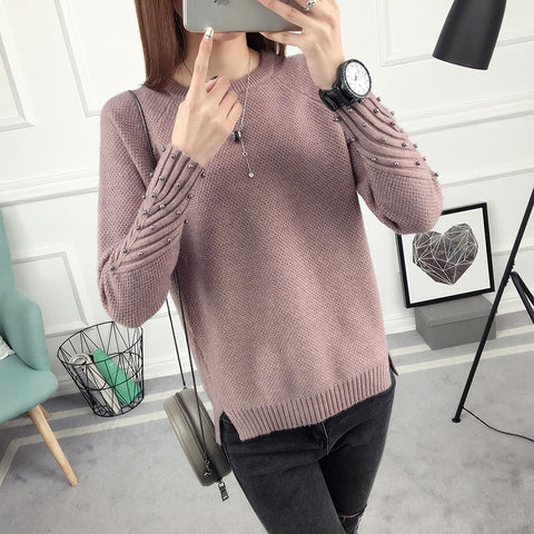 OHCLOTHING 2019 new spring Korean Short all-match winter sweater knitted shirt with long sleeves and loose women