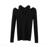 Off Shoulder Sweater Sexy V Neck Sweater Women Knitted Pull Femme Pullover Christmas Jumper Sweaters 2019 Sutumn Winter Clothes