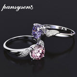 PANSYSEN Pure 925 Sterling Silver Jewelry Wedding Engagement Rings For Women Top Quality Luxury 8x8mm Gemstone Ring Size 6-9