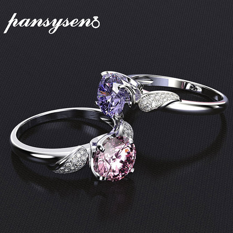 PANSYSEN Pure 925 Sterling Silver Jewelry Wedding Engagement Rings For Women Top Quality Luxury 8x8mm Gemstone Ring Size 6-9