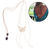 Pearl Butterfly Pendant Necklace Backdrop Back Chain Necklace Fashion Jewelry Accessories for Women Party Wedding