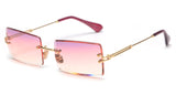 Peekaboo small rectangle sunglasses women rimless square sun glasses for women 2019 summer style female uv400 green brown