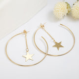 Personality Super Big Circles Hoop Earrings For Women Fashion Gold Color Jewelry Trendy Retro Big Round Circle Star Earrings