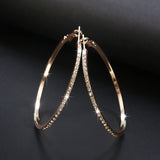 Personality Super Crystal  Big Circles Hoop Earrings For Women Fashion Gold Silver Color Jewelry Trendy Big Round Circle Earring