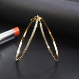 Personality Super Crystal  Big Circles Hoop Earrings For Women Fashion Gold Silver Color Jewelry Trendy Big Round Circle Earring