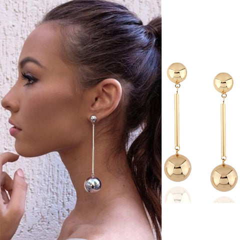 Personalized Punk  Fashion Round Ball Long Chain Dangle Jewelry Trendy Earrings For Women Beauty Decoration Statement Jewelry