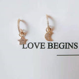 Petite Korean Style 925 Sterling Sliver Small Mini Cute Luxury Moon Star CZ Stud Earrings for Women female Studs Silver Jewelry