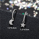 Petite Korean Style 925 Sterling Sliver Small Mini Cute Luxury Moon Star CZ Stud Earrings for Women female Studs Silver Jewelry