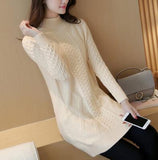 Pullover Female medium long 2019 new autumn winter loose plus size half high collar Tops ladies inside set thick knit coat women