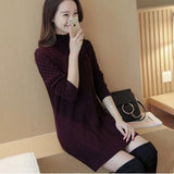 Pullover Female medium long 2019 new autumn winter loose plus size half high collar Tops ladies inside set thick knit coat women