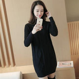 Pullover Female medium long 2019 new autumn winter loose plus size half high collar Tops ladies inside set thick knit coat women