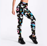 Qickitout Leggings Fashion Womens Cartoon Ice Cream God Horse Leggings Print Fitness Legging Sexy Silm Leging Star Stretch Pants
