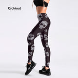 Qickitout Leggings New Arrival 2018 women's plus size leggings Black Skull thermal leggings fitness warm winter leginsy Pants