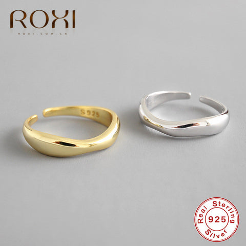 ROXI 100% 925 Sterling Silver Ring Simple Twist Finger Ring Tail Ring for Women Stackable Finger Ring Adjustable Fashion Jewelry