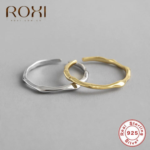 ROXI 100% 925 Sterling Silver Rings for Women Minimalist Face Finger Ring Statement Adjustable Thin Ring Wedding Jewelry Gifts