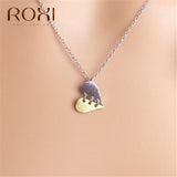 ROXI 2019 Fashion Simple Heart Necklace Women Gold   Chain BFF Friendship Jewelry Broken Heart Necklaces & Pendants Collier