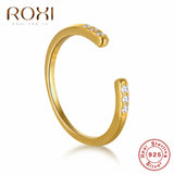 ROXI 925 Sterling Silver Adjustable Opening Ring Geometric Round Transparent Crystal Zircon Ring Lady Jewelry Gift Party Jewelry