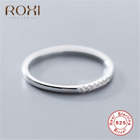 ROXI 925 Sterling Silver Clear CZ Simple Finger Rings for Women Engagement Wedding Ring Stackable Anniversary Ring Eternity Band