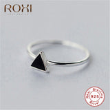 ROXI 925 Sterling Silver Geometric Adjustable Rings for Women Wave Letter V Triangle Round Open Ring Wedding Jewelry Finger Ring