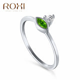 ROXI 925 Sterling Silver Green Zircon Wedding Rings for Women Fashion Party Jewelry Minimalist Accessories Gift Anillos mujer