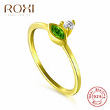 ROXI 925 Sterling Silver Green Zircon Wedding Rings for Women Fashion Party Jewelry Minimalist Accessories Gift Anillos mujer