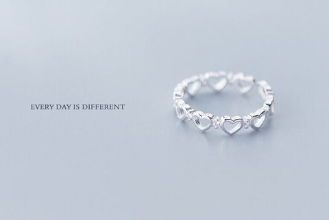 ROXI 925 Sterling Silver Heart Rings for Women Cross Finger Rings Minimalist Twist Rope Adjustable Ring Stackable Party Jewelry