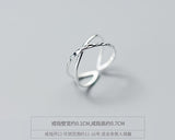 ROXI 925 Sterling Silver Heart Rings for Women Cross Finger Rings Minimalist Twist Rope Adjustable Ring Stackable Party Jewelry