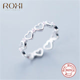 ROXI 925 Sterling Silver Heart Rings for Women Cross Finger Rings Minimalist Twist Rope Adjustable Ring Stackable Party Jewelry