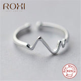 ROXI 925 Sterling Silver Irregular Geometric Wave Adjustable Ring Finger Jewelry Smooth Wedding Rings for Women Jewelry Party