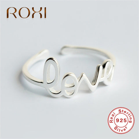 ROXI 925 Sterling Silver Ring Fashion Jewelry Love Rings for Women Silver Open Ring Wedding Band Jewelry anillos mujer Dropship