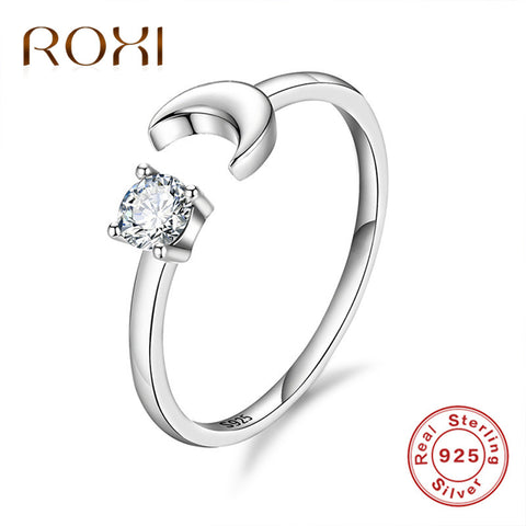 ROXI 925 Sterling Silver Rings for Women Silver Engagement Rings Trendy Zircon Adjustable Ring Fine Jewelry joyas de plata 925