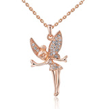 ROXI Angel Fairy Necklace Pendant Rose Gold Color Crystal Chain Zinc Alloy Girl Women Necklace Jewelry collier femme ras de cou