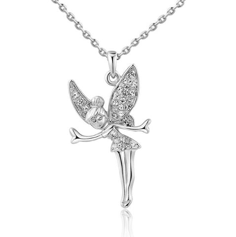 ROXI Angel Fairy Necklace Pendant Rose Gold Color Crystal Chain Zinc Alloy Girl Women Necklace Jewelry collier femme ras de cou