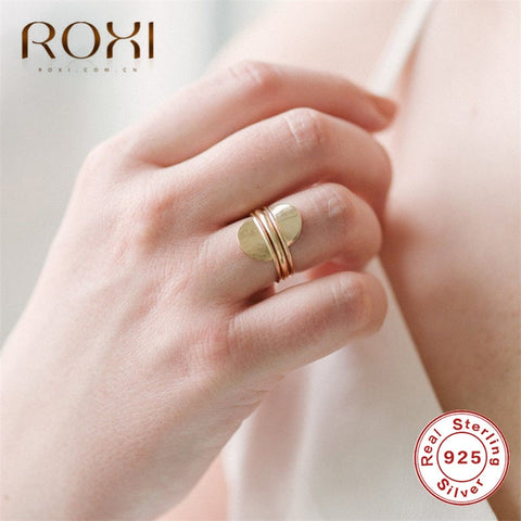 ROXI Boho 925 Sterling Silver Rings for Women Jewelry Geometric Half Moon Rings Finger Bague Femme Wedding Rings Engagement Gift