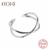 ROXI Fashion 925 Sterling Silver Rings for Women Hollow Cross Rings Infinity Adjustable Antique Rings Anillos Korean Jewelry