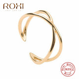 ROXI Fashion 925 Sterling Silver Rings for Women Hollow Cross Rings Infinity Adjustable Antique Rings Anillos Korean Jewelry