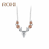 ROXI Fashion Jewelry Elk Deer Antlers Pendant Necklace Women   Chain Choker Necklace Girls ketting Jewelry Christmas Gifts